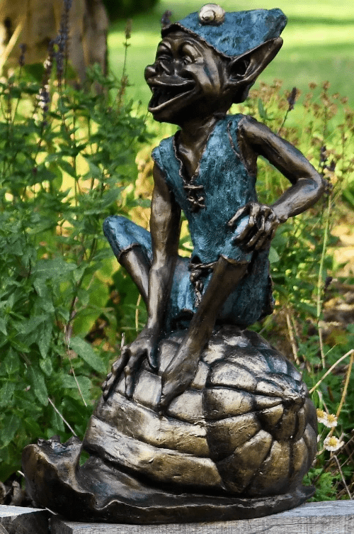 Large Painted  Garden Pixie & Snail - 66cm.
