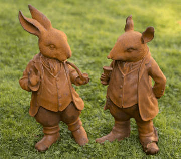 Large Pair of Garden Sculptures - Mr Ratty & Mr Rabbit - 47cm