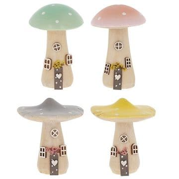 Large Spring Folk Art Mushroom Cottage - 4 to choose from - 10.8cm