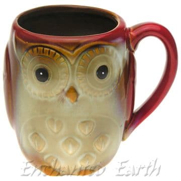 Large Stonewear Red Owl Mug