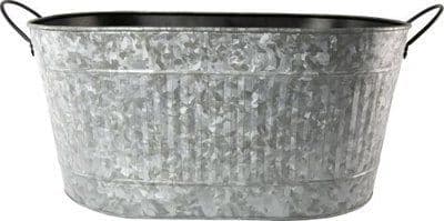 Large  Tin Galvanised Oval Planter - 54cm.
