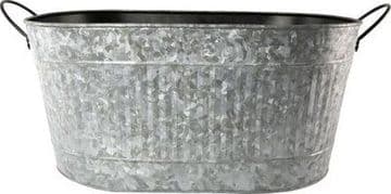 Large Tin Galvanised Oval Planter - 54cm