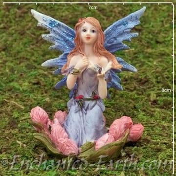 Large Wishing Fairy - Blue Fairy in the Roses - 8cm