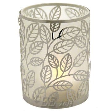 Lazer Cut - Silver Leaf Votive
