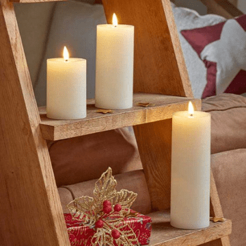 LED 12.5cm Faux Flame Pillar Candle - White