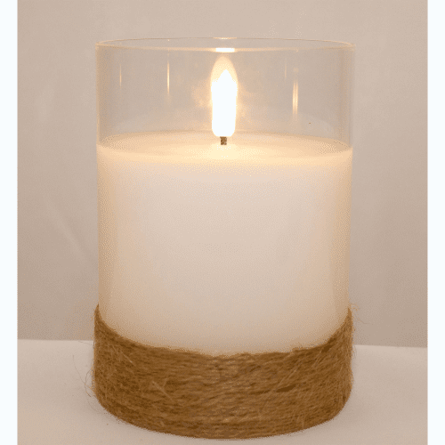 LED Glass Votive Wax Flickering Candle - 12.5cm.