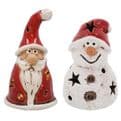 LED - Light-Up -  Ceramic Santa - 10cm.