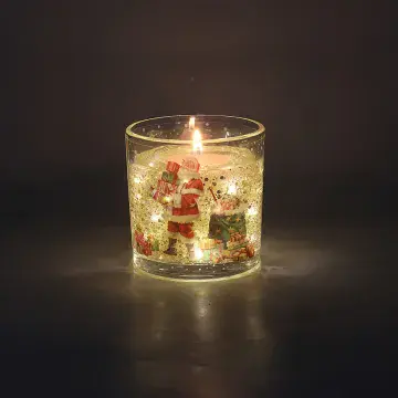 LED Light Up Christmas Gel Candle  -  Santa