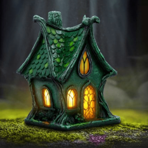 LED Light-Up Fairy House - The Old Evergreen Cottage - 20cm.