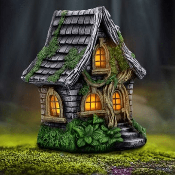 LED Light-Up Fairy House - The Old Oak Cottage - 19.5cm