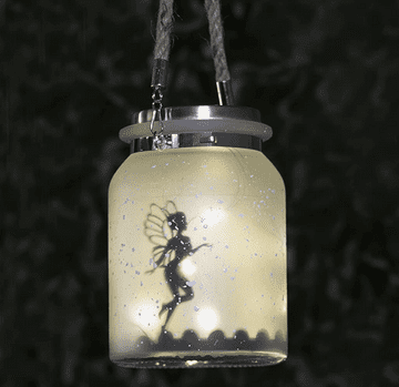 LED Solar Fairy Lantern - Frosted Glass Hanging Mason Jar