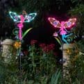 LED Solar Fairy Wings Fairy Stake - Pink- 91cm tall.