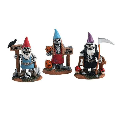 Lemax Spooky Town - Evil Skeleton Garden Gnomes - Pack of 3'