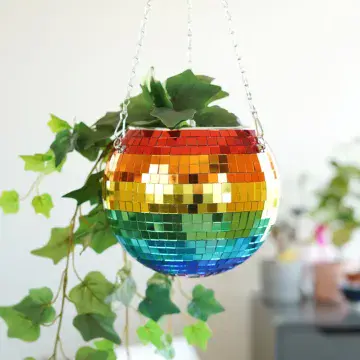 Limited Edition Rainbow - Large Funky Disco Ball Planter - 20cm / 8"
