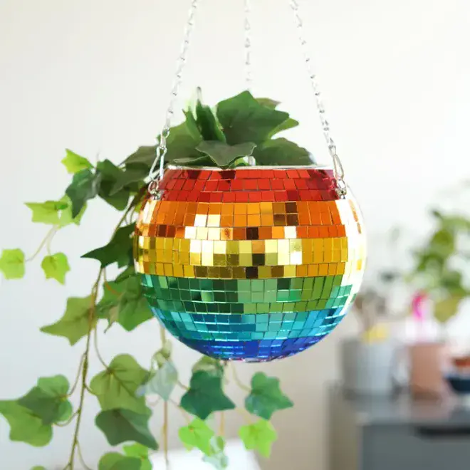 Limited Edition Rainbow - Large Funky Disco Ball Planter - 20cm / 8