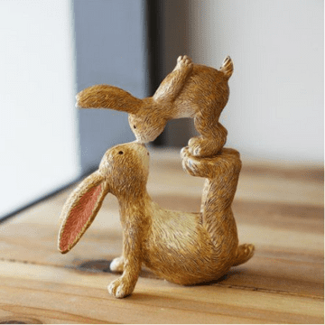 Love You Mum - Rabbit Mum & Baby Kissing - 10cm)