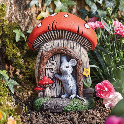 Magical Mushroom Fairy Door with Marty the Mouse.