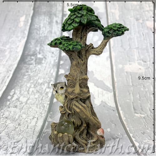 Magical Wise Old Tree Ent with Owl - Sitting laughing with his crystal ball.