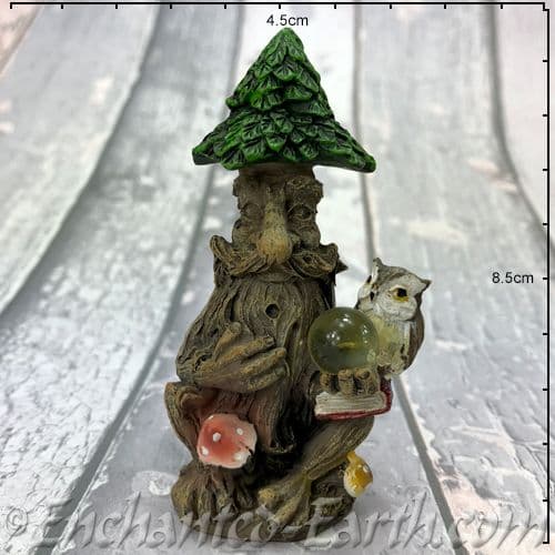 Magical Wise Old Tree Ent with Owl - Sitting with crystal ball.