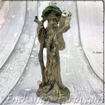 Magical Wise Old Tree Ent with Owl - Standing with staff on the left - 11cm