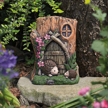Magical Woodland Fairy Door with Hedgehogs