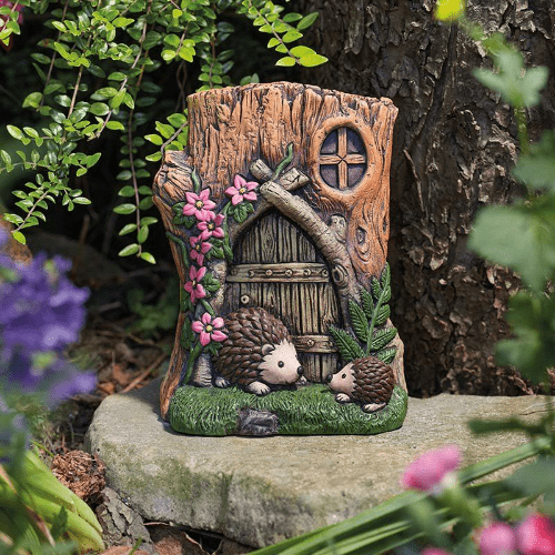 Magical Woodland Fairy Door with Hedgehogs.