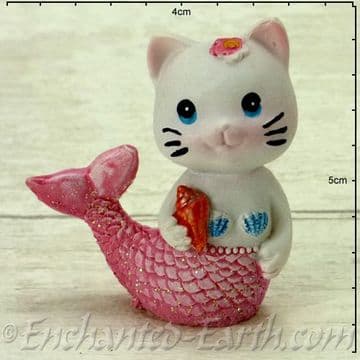 Mermaid Cat - Salmon in Pink holding a Seashell - 4.5cm tall