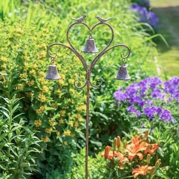 Metal Bird Bell Stake - 122cm Tall
