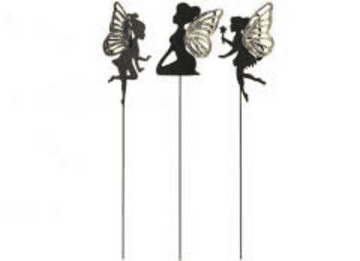 Metal fairy black silhouette flower stakes - Choose from 3 designs - 43cm
