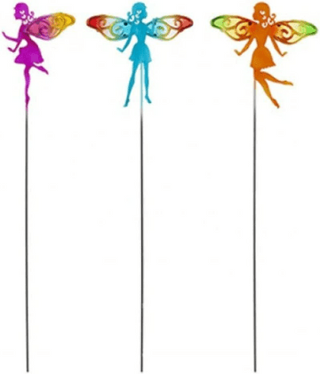 Metal Garden Flower Fairy Stake with Glass Wings- Choose from 3 designs -60cm tall