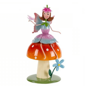 Metal Spring Garden Fairy & Friends on Toadstools -