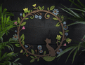 Metal Wall Art -Floral Wreath with Cat - 40cm.