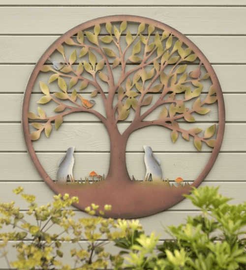 Metal Wall Art - Gazing Hares Plaque - 60CM,