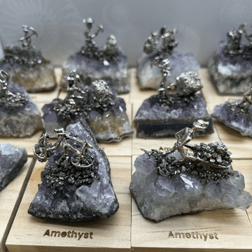 Mini Miners on Real Amethyst Rocks - Assorted Designs