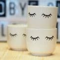 Mini Stoneware Eyes Shut Planter.