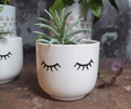 Mini Stoneware Eyes Shut Planter.