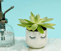 Mini Stoneware Eyes Shut Planter.