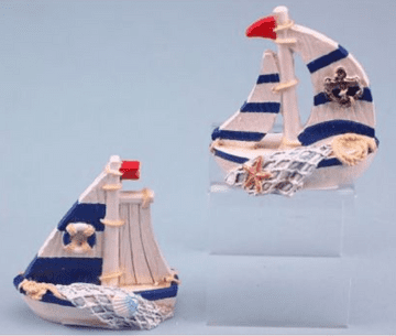 Miniature Blue & White Sail boat - 2 to choose from - 7cm
