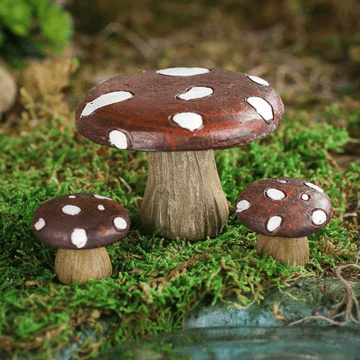 Miniature Fairy Garden - Toadstool table & One Toadstool stool