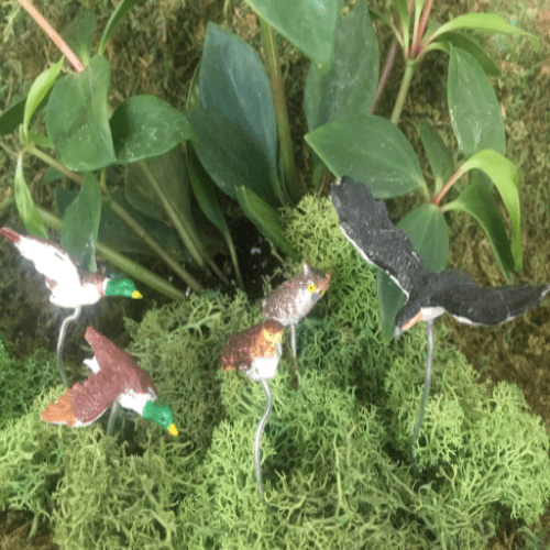 Miniature Garden Bird set - Set of 5 Hand Painted birds