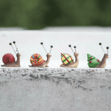 Miniature Garden Cute Handmade Snails - set of 4