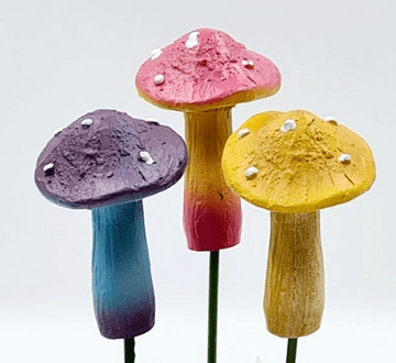 Miniature Garden Flat Top Colourful Toadstools - 6cm