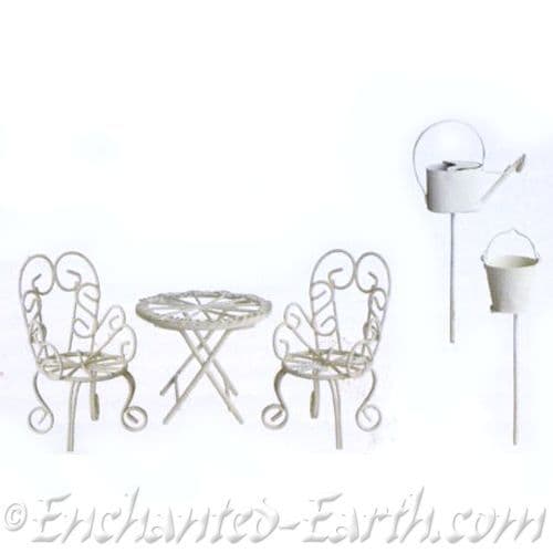 Miniature Garden Gift Set With Zinc Planter & 5 items.