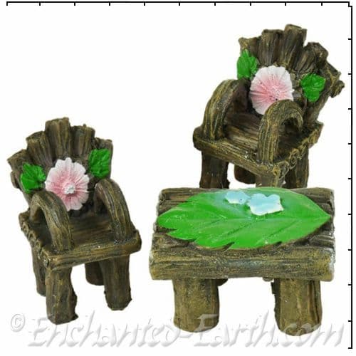 Miniature Garden Magical woodland table & chair set - 3 piece set.
