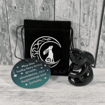 Miniature World - Black Glass Moon Gazing Hare - 3cm