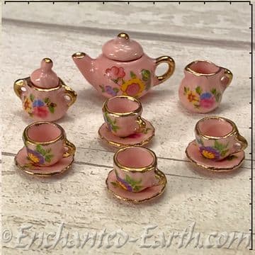 Miniature World - China Pink Floral Tea Set - 4 items to choose from