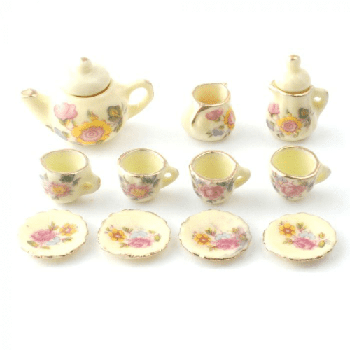 Miniature World - China Yellow Floral Tea Set - 4 items to choose from.