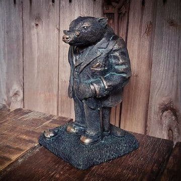 Mr Badger - Antique Bronzed Resin Garden Sculpture