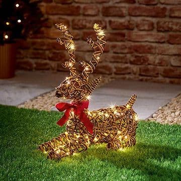Multi Action Outdoor Lying Reindeer 47cm- With 80 L.E.D Lights