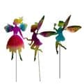Multi -colour Metal Garden Flower Fairy Stake - Choose from 3 designs - 43cm tall.